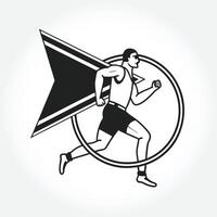 a drawing of a man with an arrow in his hand vector