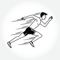 a drawing of a man running in a race with the words the word on it. vector