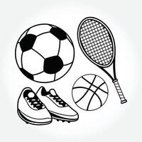 a drawing of a tennis racket and a ball. vector