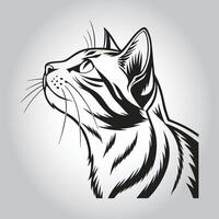a black and white drawing of a cat with the name cat on it vector