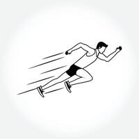 a drawing of a person running in the air with a white background. vector