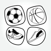 a black and white drawing of a soccer ball and a soccer ball. vector