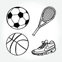 a black and white drawing of a soccer ball and a soccer ball. vector