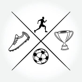 a soccer goal with a soccer player running in the crosswalk. vector