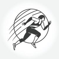 a graphic of a man running with a ball and a picture of a man running. vector