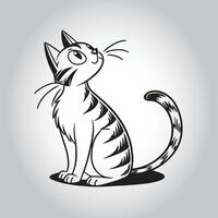 a black and white drawing of a cat with a tail that says quot the word quot vector