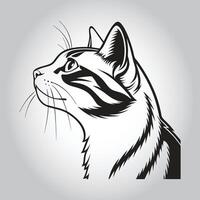 a black and white drawing of a cat with a white face vector