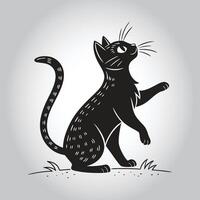 a black cat with a white background that says quot the word quot on it vector