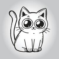 a drawing of a cat with big eyes and a big nose vector