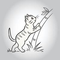 a drawing of a cat with a stick that says cat on it vector