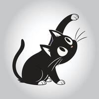a black cat with a white face and a black cat on the front vector