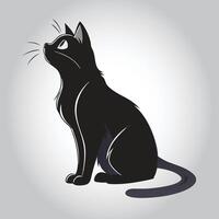 a black cat with a black tail and the word quot cat quot on it vector