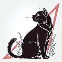 a black cat with a white background that says quot a black cat quot vector