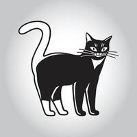 a black cat with a white tail and a black cat on it vector