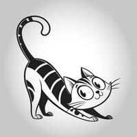 a drawing of a cat with a black and white face vector