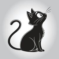 a black cat with a long tail and a tail that says ' a ' cat ' vector