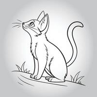 a drawing of a cat with a long tail vector