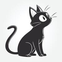 a black cat with a black tail and the word quot cat quot on it vector