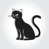 a black cat with a black tail that says quot a quot on it vector
