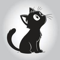 a black cat with a long tail and a tail that says ' a ' cat ' vector