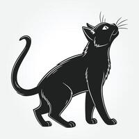 a black cat with a long tail and the word quot w quot on it vector
