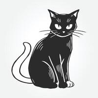 a black cat with a white tail and the word the w on it vector
