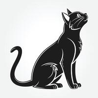 a black cat with a white background that says the word cat vector