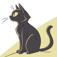 a black cat with a yellow nose and a black cat with a white background vector