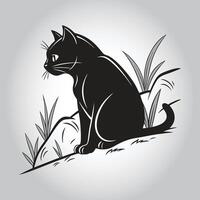 a black cat with a white background that says quot a quot on it vector