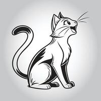 a drawing of a cat with a long tail vector