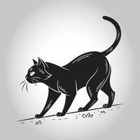 a black cat with a white background with vector