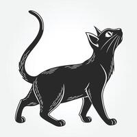 a black cat with a long tail and the word quot w quot on it vector