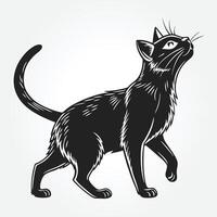 a black cat with a black tail and a black cat on it vector