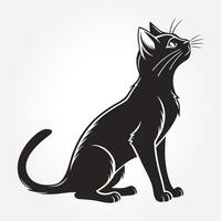 a black cat with a black tail and a white background vector