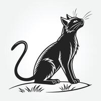 a black cat with a tail that says quot a quot on it vector