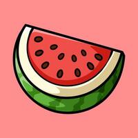 sliced water melon cartoon isolated colored drawing line art style sketch classic vintage design illustration vector