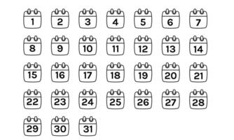 calendar icons set collection design on background vector