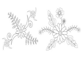 Outline floral pattern and Flower coloring book element for Design vector