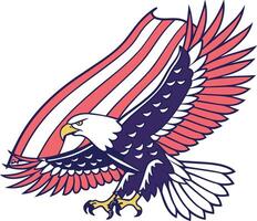 an eagle with an american flag in its beak vector