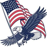 an eagle with an american flag in its beak vector