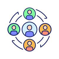 Teamwork, social connection,interaction and cooperation line icon vector