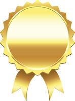 Golden seal featuring a ribbon, symbolizing achievement, quality, and premium status, ideal for enhancing marketing and branding materials with a touch of excellence vector