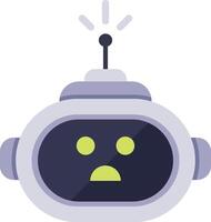 Modern robot showing concern with flashing antenna, artificial intelligence and emotions concept, chatbot support, flat cartoon illustration isolated on white background vector