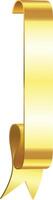 Vertical golden banner hanging with folded end and two tails, creating a luxurious and elegant design element, perfect for awards, invitations, or certificates vector