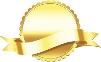 Golden seal featuring a ribbon, representing premium quality, achievement, and success. Symbolizing awards and guarantees, this elegant design conveys victory and excellence vector