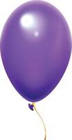 Shiny purple balloon floating gracefully with a gold ribbon against a clean white background, enhancing the festive and joyful atmosphere perfect for celebrations and special occasions vector