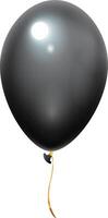 Realistic black balloon with gold ribbon floating on a white background, creating a simple yet elegant visual suitable for various design purposes vector