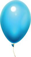 Light blue balloon floating gracefully with a shiny golden string, isolated against a clean white background, evoking a cheerful and festive atmosphere perfect for celebrations vector