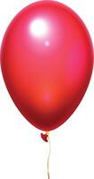 Realistic red balloon floating gracefully with a shiny gold ribbon, isolated against a bright white background, creating a festive atmosphere perfect for celebrations and party decorations vector