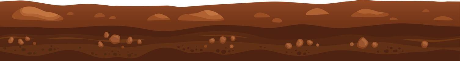Different layers of soil are showing geological stratification with stones and pebbles, forming an educational illustration of earth science concepts vector